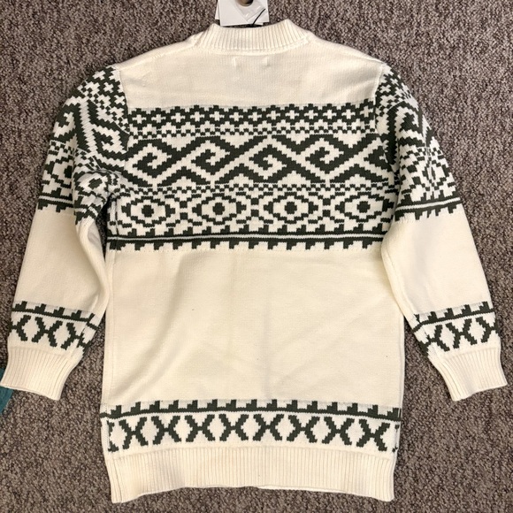 NWT Brunette the Label Fair Isle Cardigan – Cream & Olive Medium Canadian Brand - Picture 4 of 7